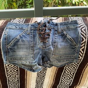 Super short tiny denim shorts